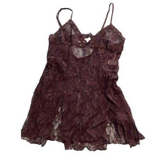 Frederick's of Hollywood Black Sheer Lace Camisole Whimsigoth Dark Grunge Fairy - Picture 3 of 8